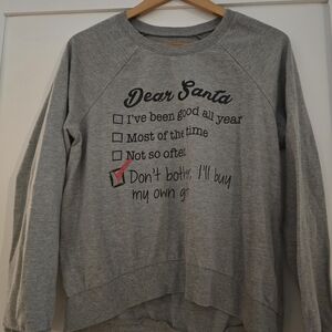 Gray Women's Sweatshirt with Santa Print